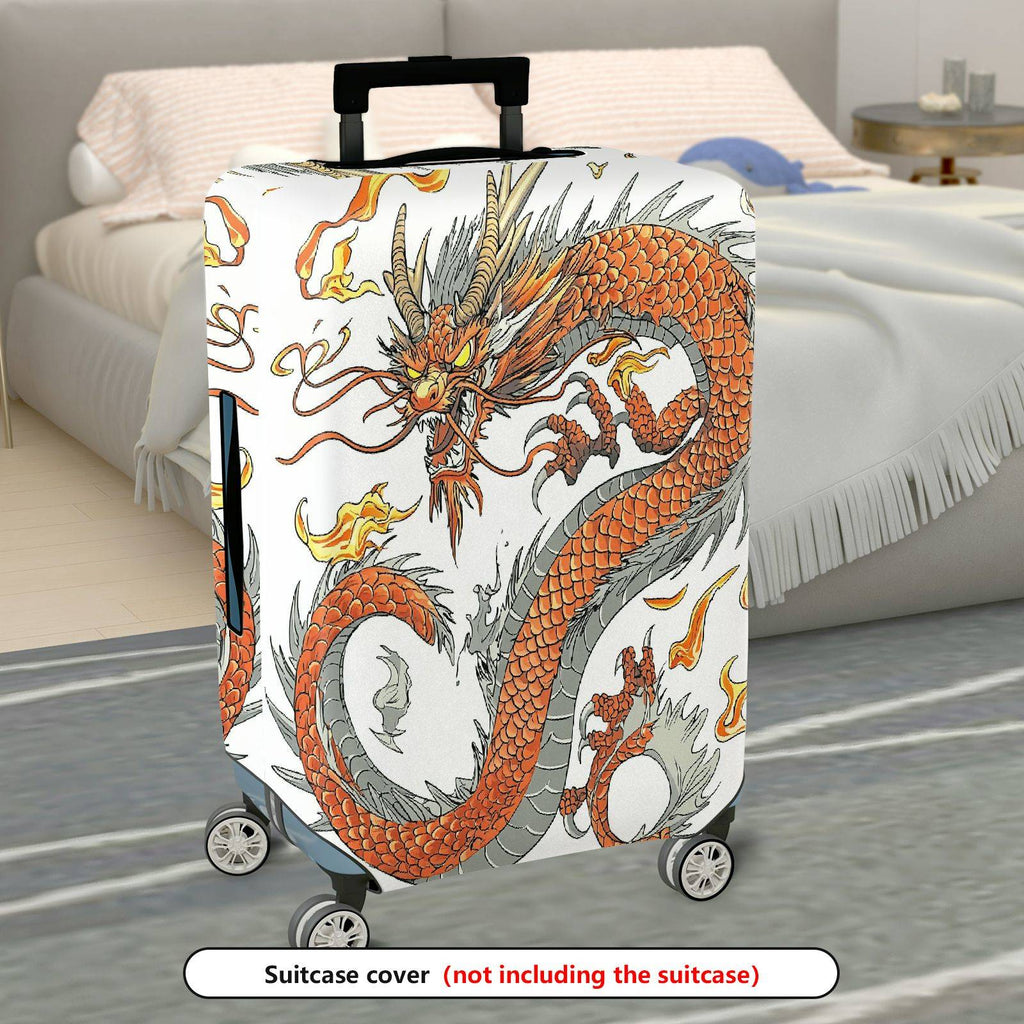 1-Piece Dragon Mythical Oriental  Fiery Artistic  Suitcase Luggage Cover, Stretch Protective Sleeve