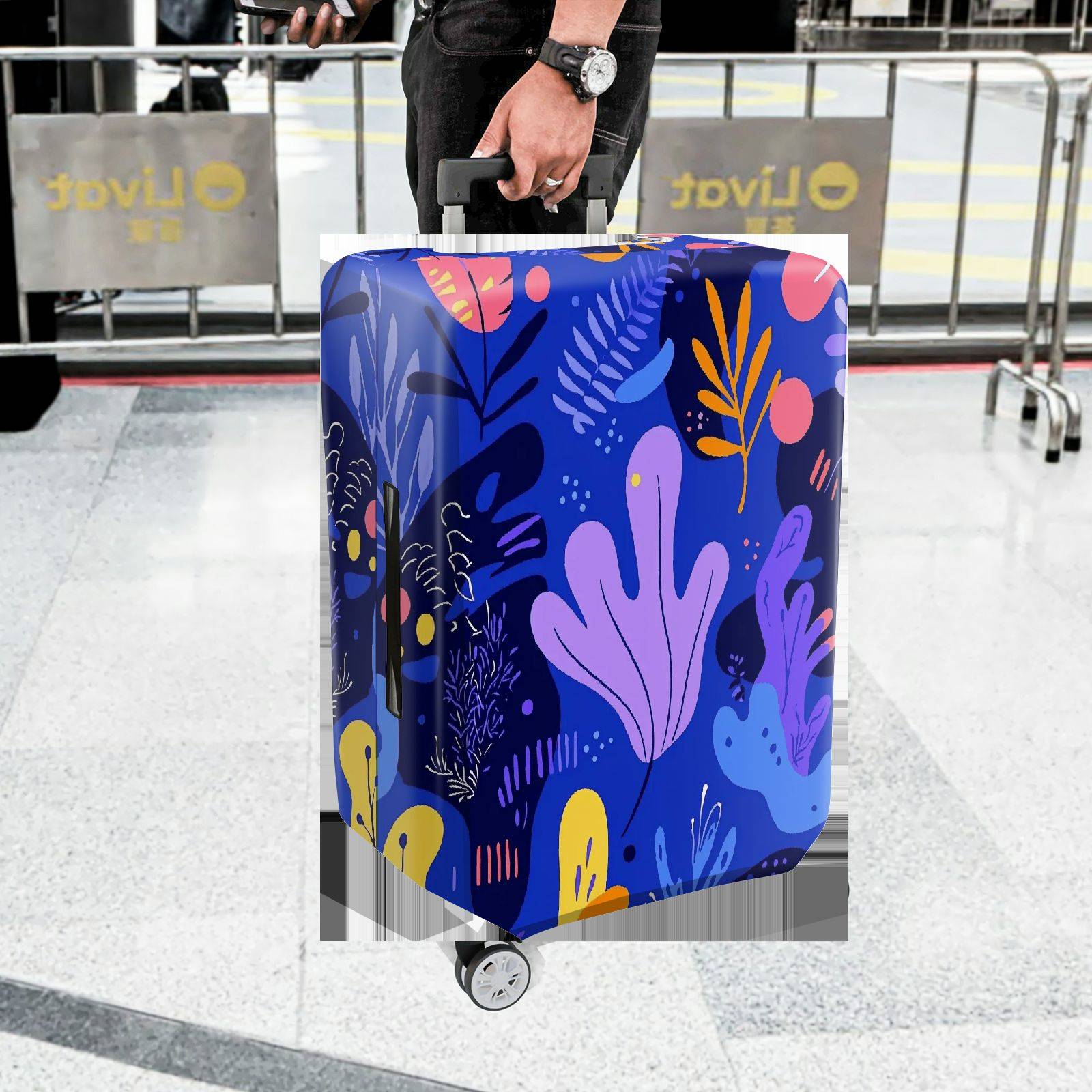 1-Piece Abstract Botanical Colorful Artistic Vibrant Nature  Suitcase Luggage Cover, Stretch Protective Sleeve
