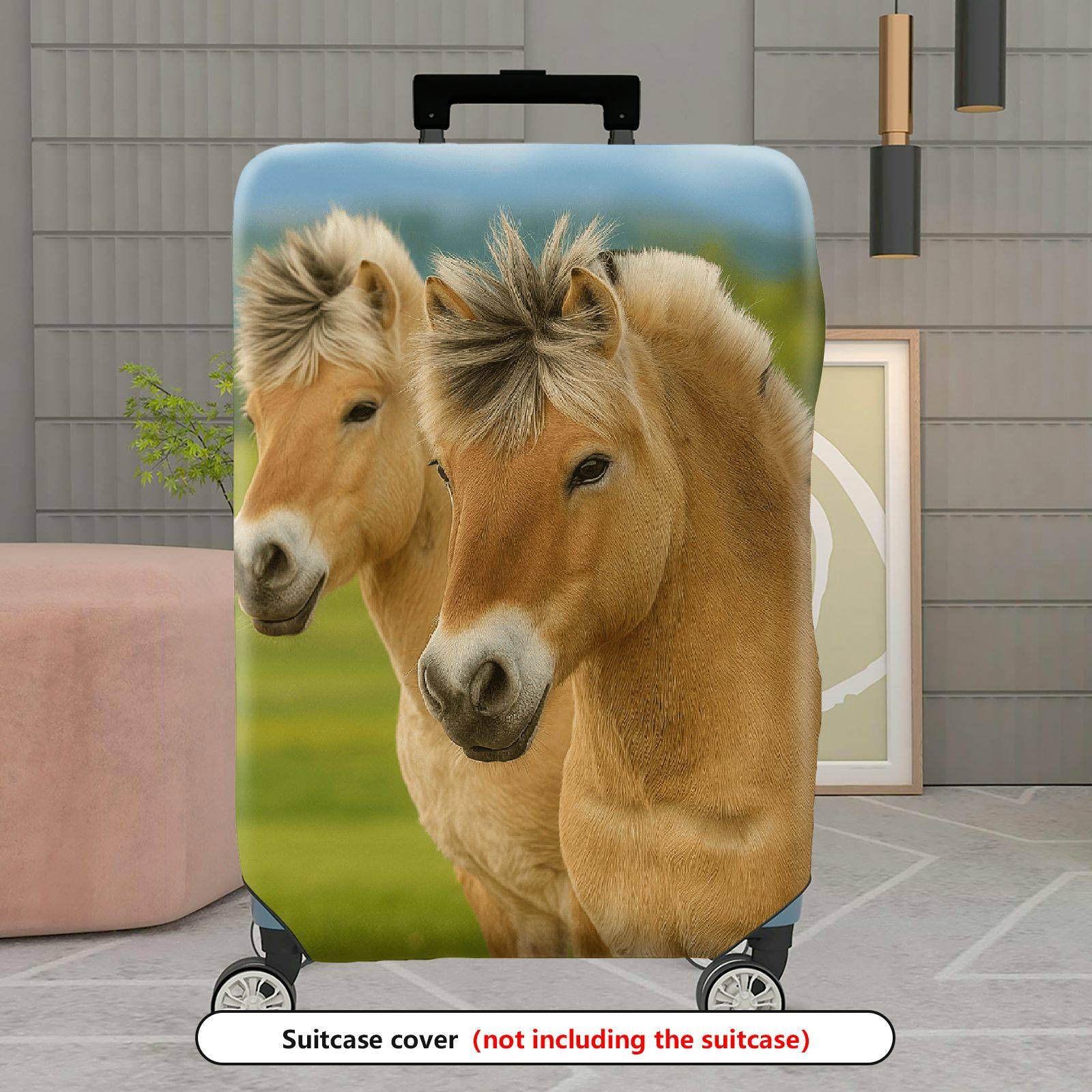 1-Piece Horse Nature Landscape Animal Wildlife Green  Suitcase Luggage Cover, Stretch Protective Sleeve
