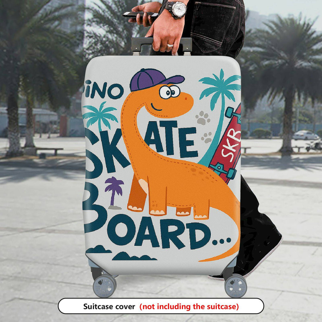 1-Piece Dino  Skateboard Palm Tree Fun  Suitcase Luggage Cover, Stretch Protective Sleeve