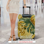 1-Piece Green Gold Tropical Leaf Decorative Exotic Artistic  Suitcase Luggage Cover, Stretch Protective Sleeve