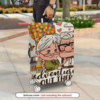 1-Piece Adventure Balloon Elderly Couple Love  Suitcase Luggage Cover, Stretch Protective Sleeve