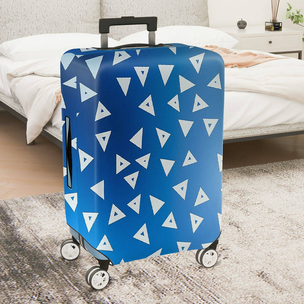 1-Piece Blue Vibrant Geometric Triangle Pattern Stylish Durable  Suitcase Luggage Cover, Stretch Protective Sleeve