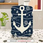1-Piece Anchor Nautical Rope Sea Sailor Travel  Suitcase Luggage Cover, Stretch Protective Sleeve