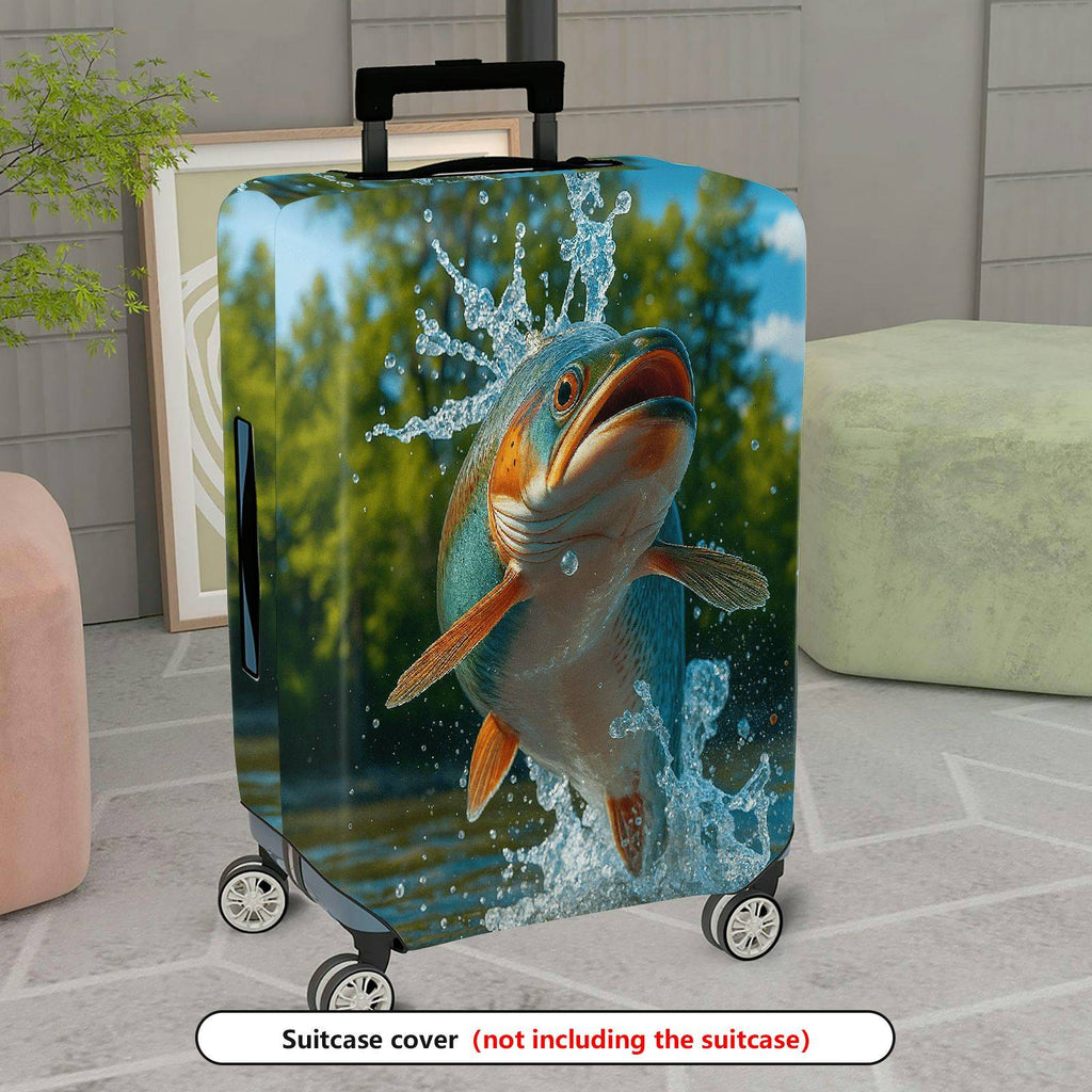 1-Piece Nature Fish Water Splash Artistic Playful Fresh  Suitcase Luggage Cover, Stretch Protective Sleeve