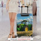 1-Piece Green Tractor Field Mountain Rural Landscape  Suitcase Luggage Cover, Stretch Protective Sleeve