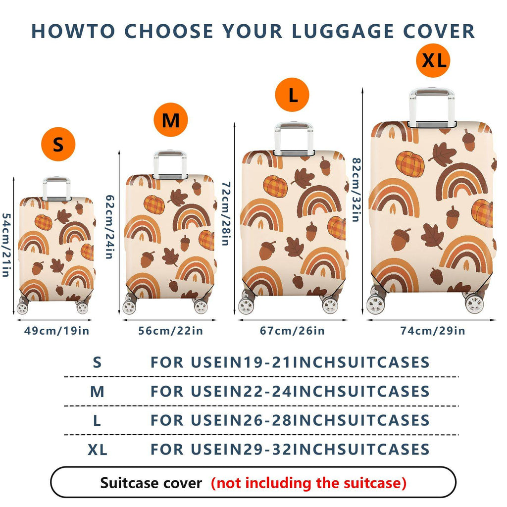 1-Piece Autumn Pumpkin Acorn Rainbow Leaf  Suitcase Luggage Cover, Stretch Protective Sleeve