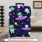 1-Piece Alien Space Cat Spaceship Stars  Suitcase Luggage Cover, Stretch Protective Sleeve