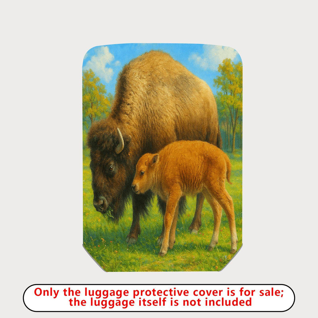 1-Piece Bison Wildlife Landscape Nature Artistic Animal  Suitcase Luggage Cover, Stretch Protective Sleeve