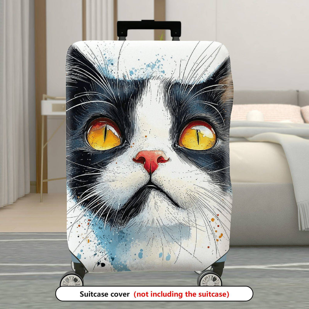 1-Piece Cat Animal Painting Artistic Colorful Fun  Suitcase Luggage Cover, Stretch Protective Sleeve