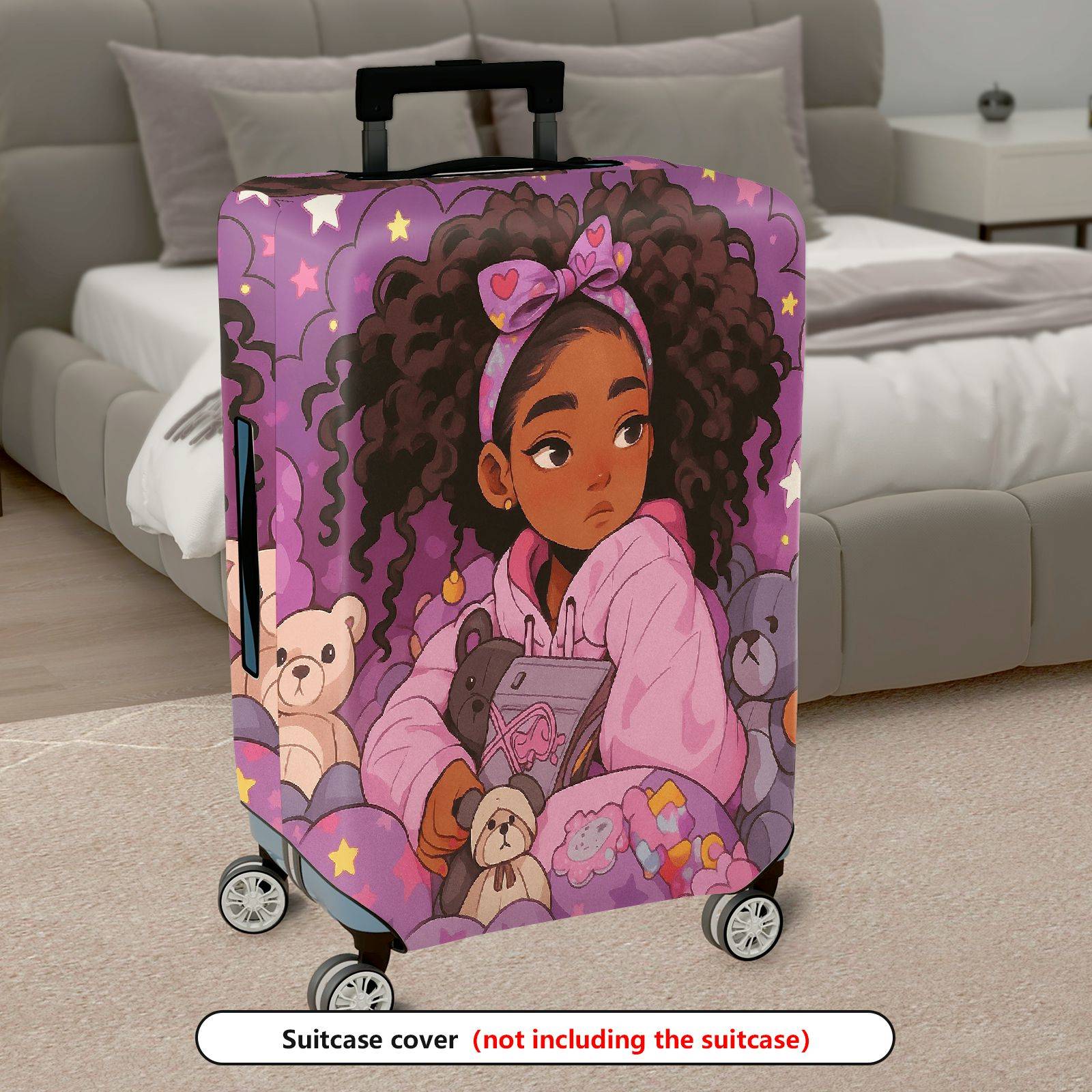 1-Piece Cute  Girl Plush Toys Pink  Suitcase Luggage Cover, Stretch Protective Sleeve