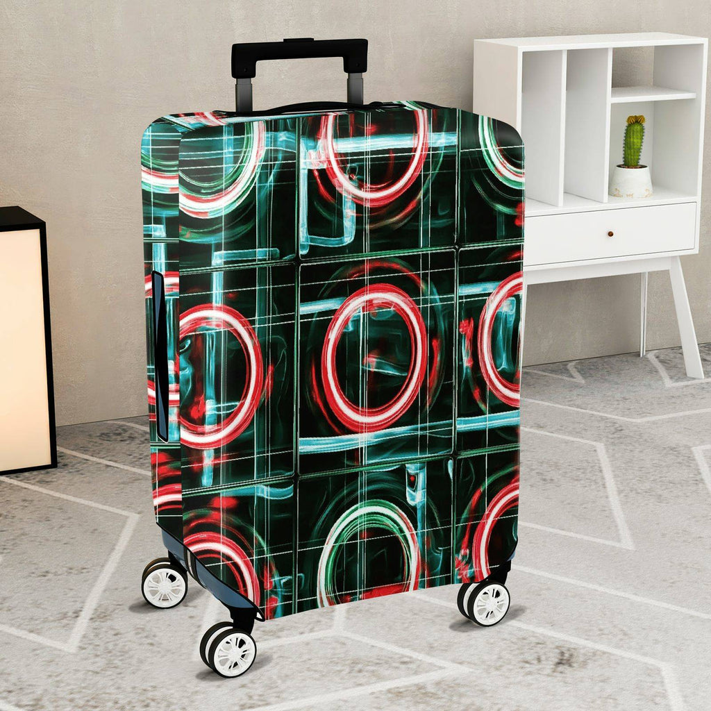 1-Piece Futuristic Geometric  Abstract Retro Modern  Suitcase Luggage Cover, Stretch Protective Sleeve