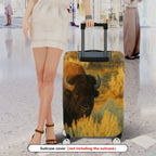1-Piece Wildlife Nature Bison Landscape Travel Adventure  Suitcase Luggage Cover, Stretch Protective Sleeve