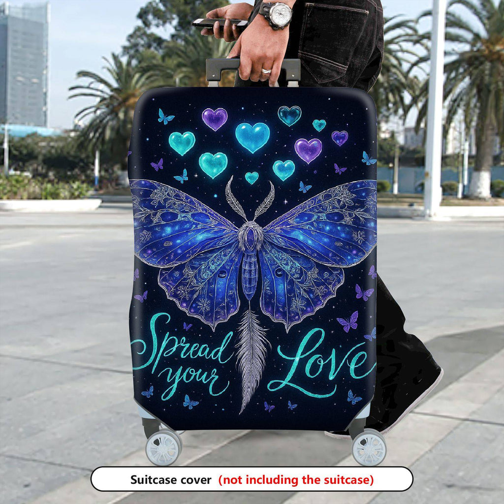 1-Piece Butterfly Heart Starry Blue Love Cosmic  Suitcase Luggage Cover, Stretch Protective Sleeve