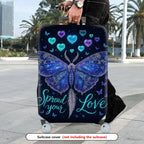 1-Piece Butterfly Heart Starry Blue Love Cosmic  Suitcase Luggage Cover, Stretch Protective Sleeve