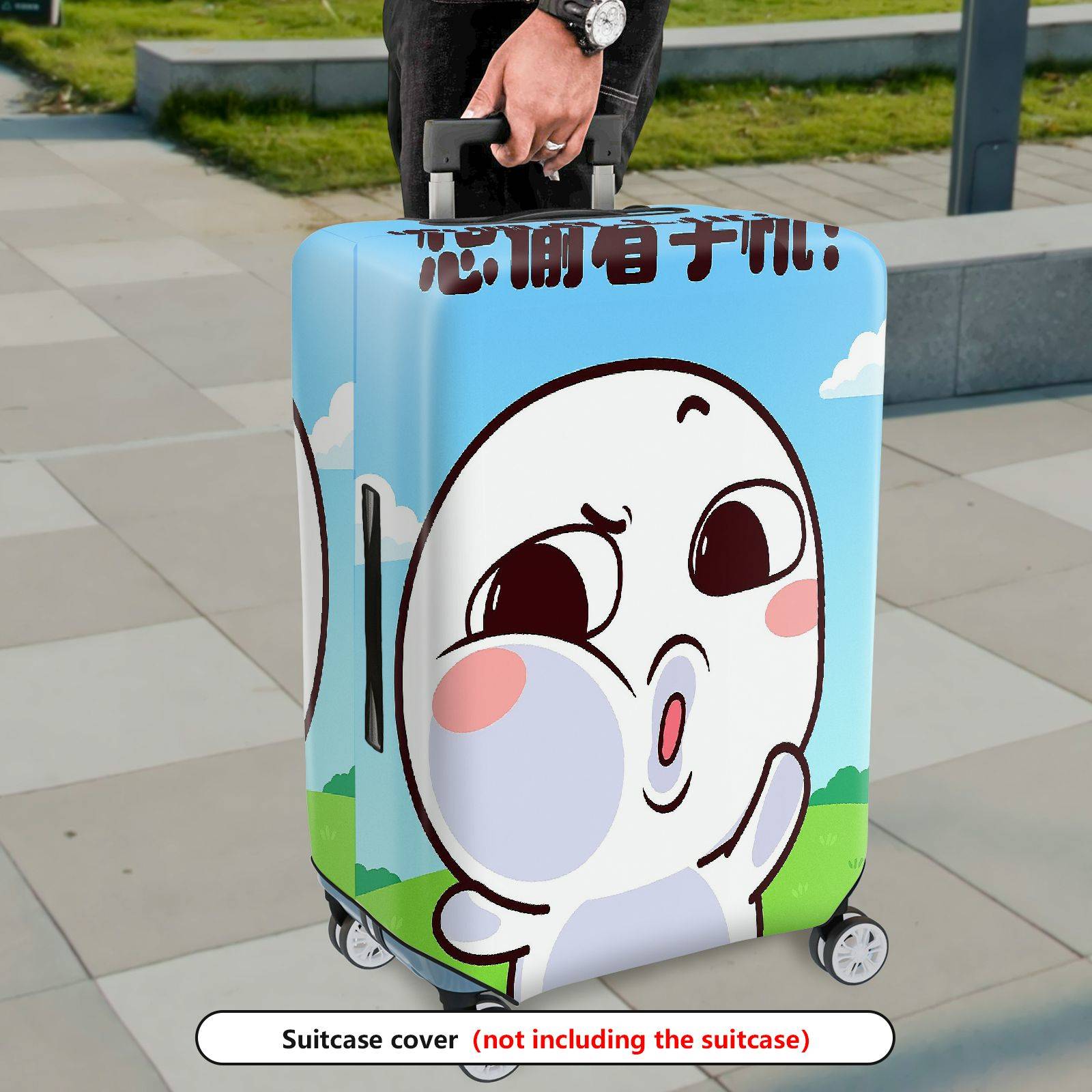 1-Piece Fun Expression Sky Landscape Humor Cute  Suitcase Luggage Cover, Stretch Protective Sleeve