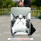 1-Piece Cute Cat Print Artistic Monochrome Stylish Graphic Unique  Suitcase Luggage Cover, Stretch Protective Sleeve
