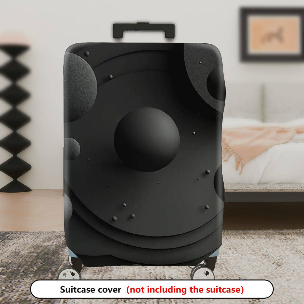 1-Piece Black Sphere Abstract Geometric Modern Art  Suitcase Luggage Cover, Stretch Protective Sleeve
