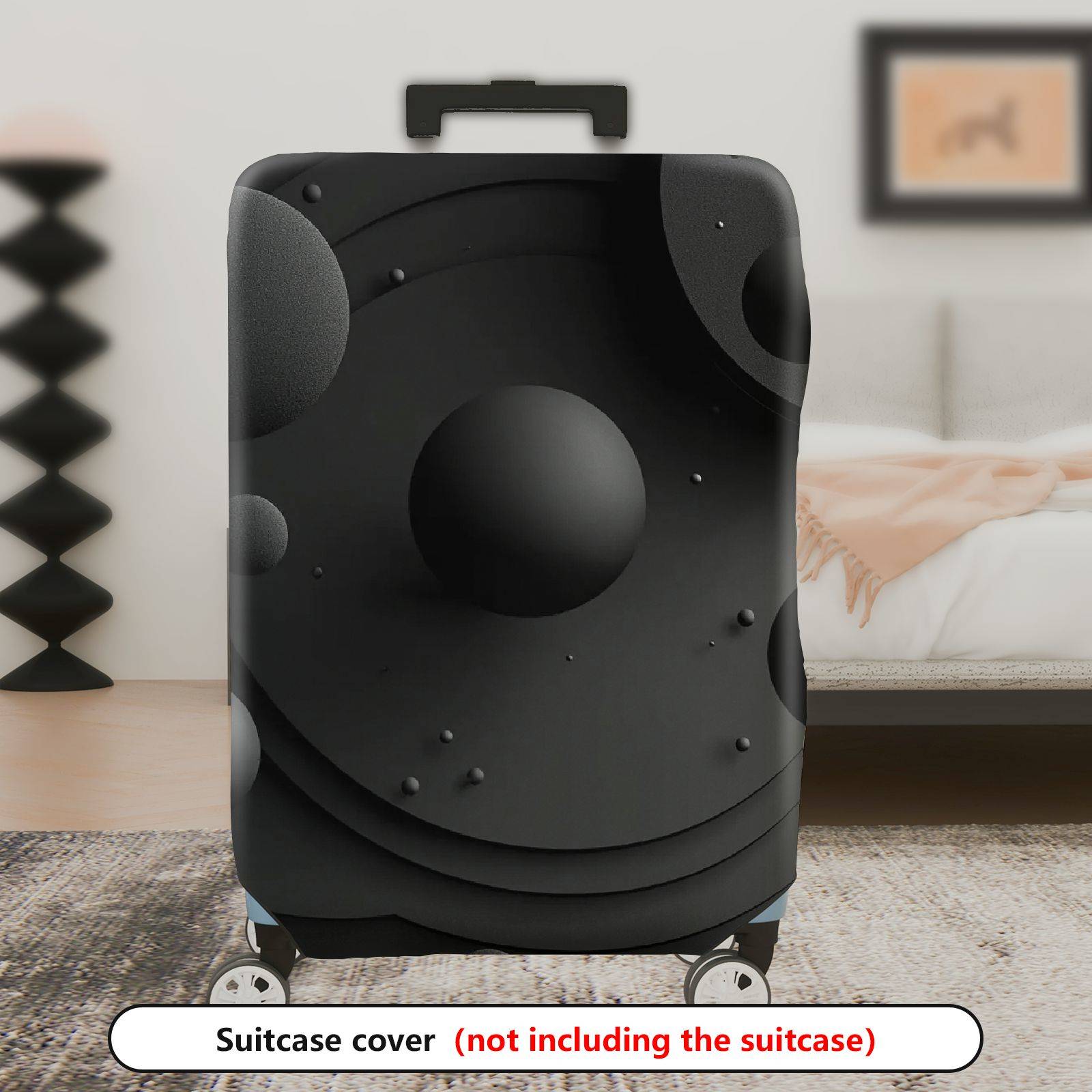 1-Piece Black Sphere Abstract Geometric Modern Art  Suitcase Luggage Cover, Stretch Protective Sleeve