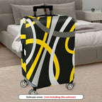 1-Piece Abstract Modern Geometric Artistic Black Yellow Gray  Suitcase Luggage Cover, Stretch Protective Sleeve