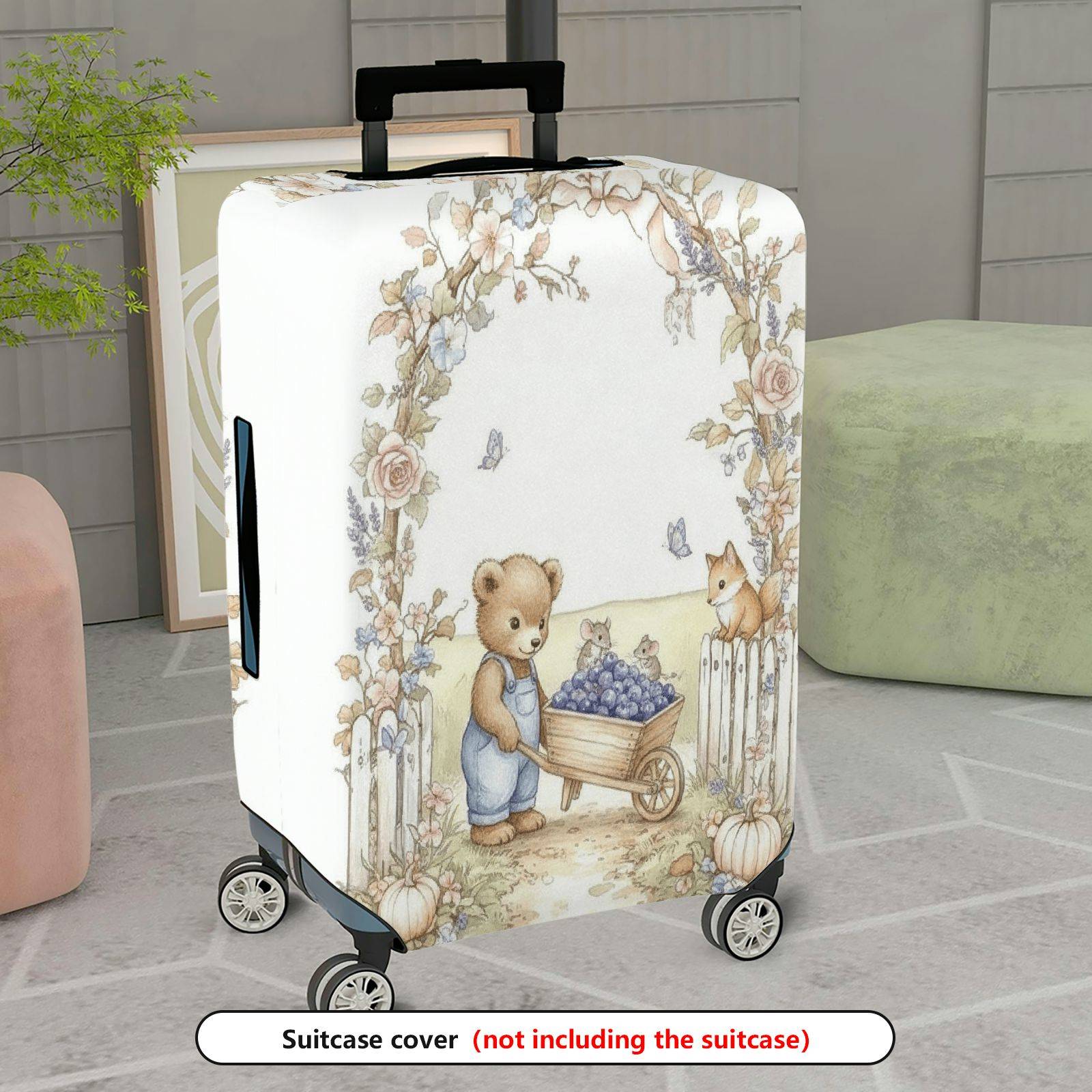 1-Piece Animal Flowers Arch Nature  Suitcase Luggage Cover, Stretch Protective Sleeve