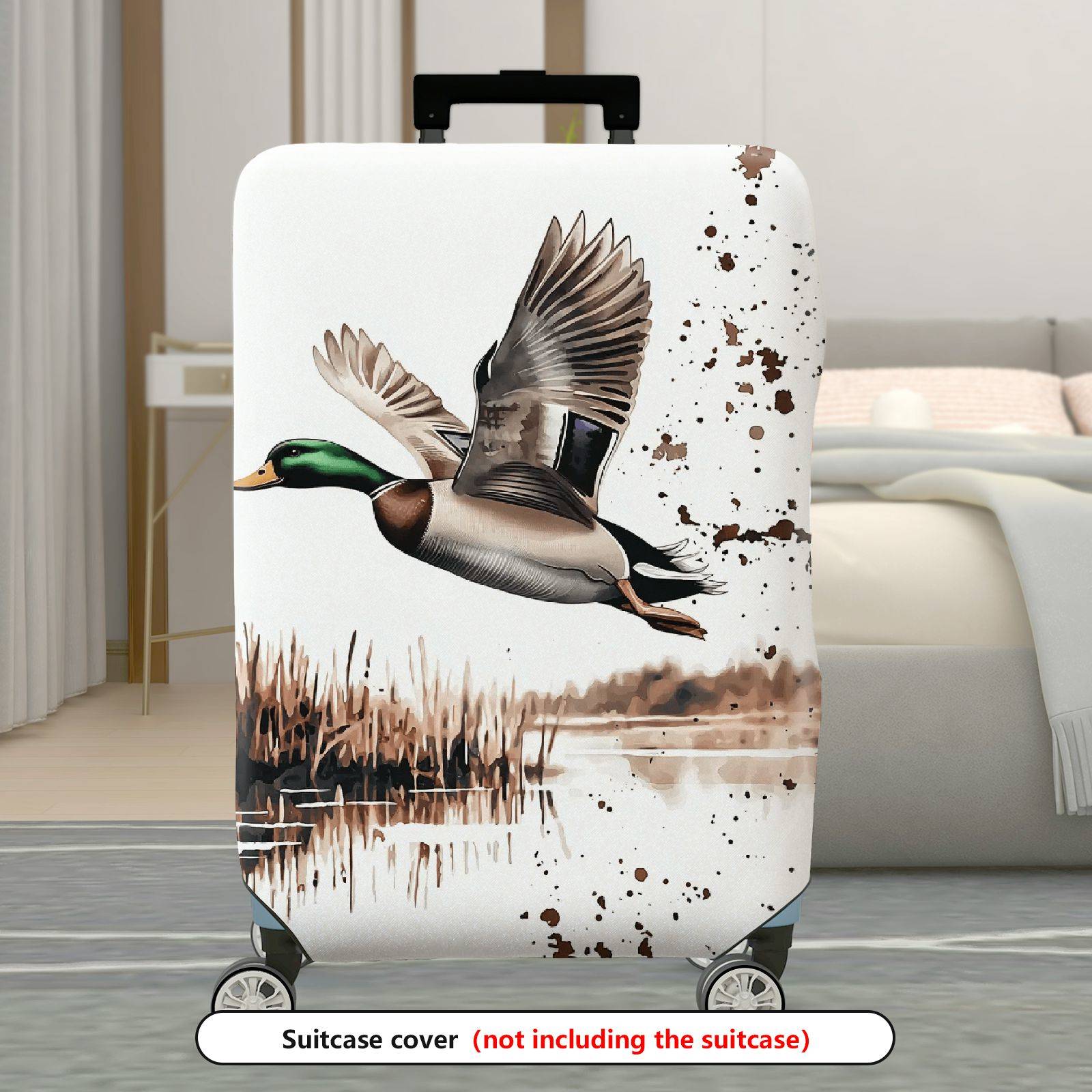 1-Piece Wild Duck Flying Nature Countryside Artistic  Suitcase Luggage Cover, Stretch Protective Sleeve