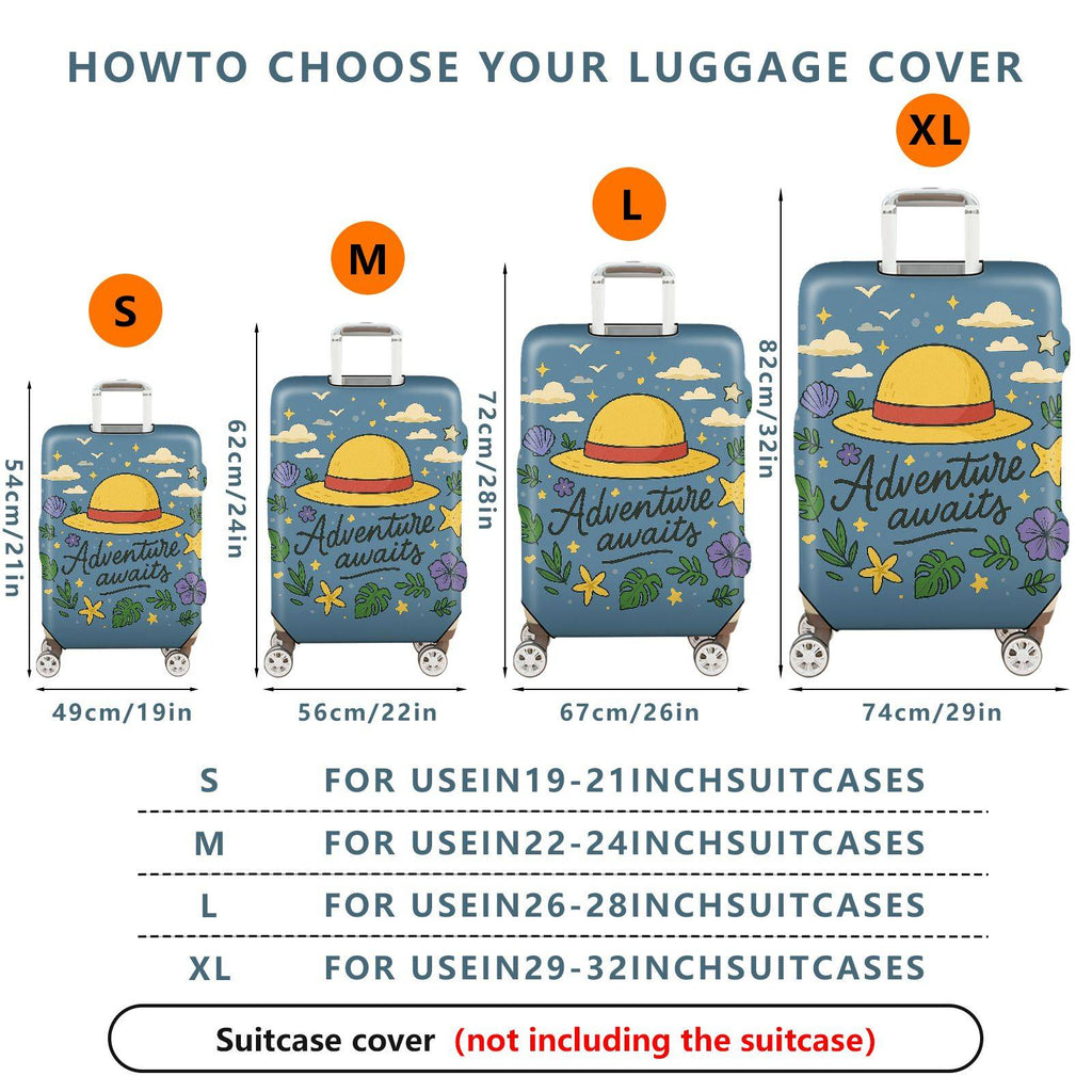 1-Piece Adventure Awaits Floral Hat Cloud Star  Suitcase Luggage Cover, Stretch Protective Sleeve
