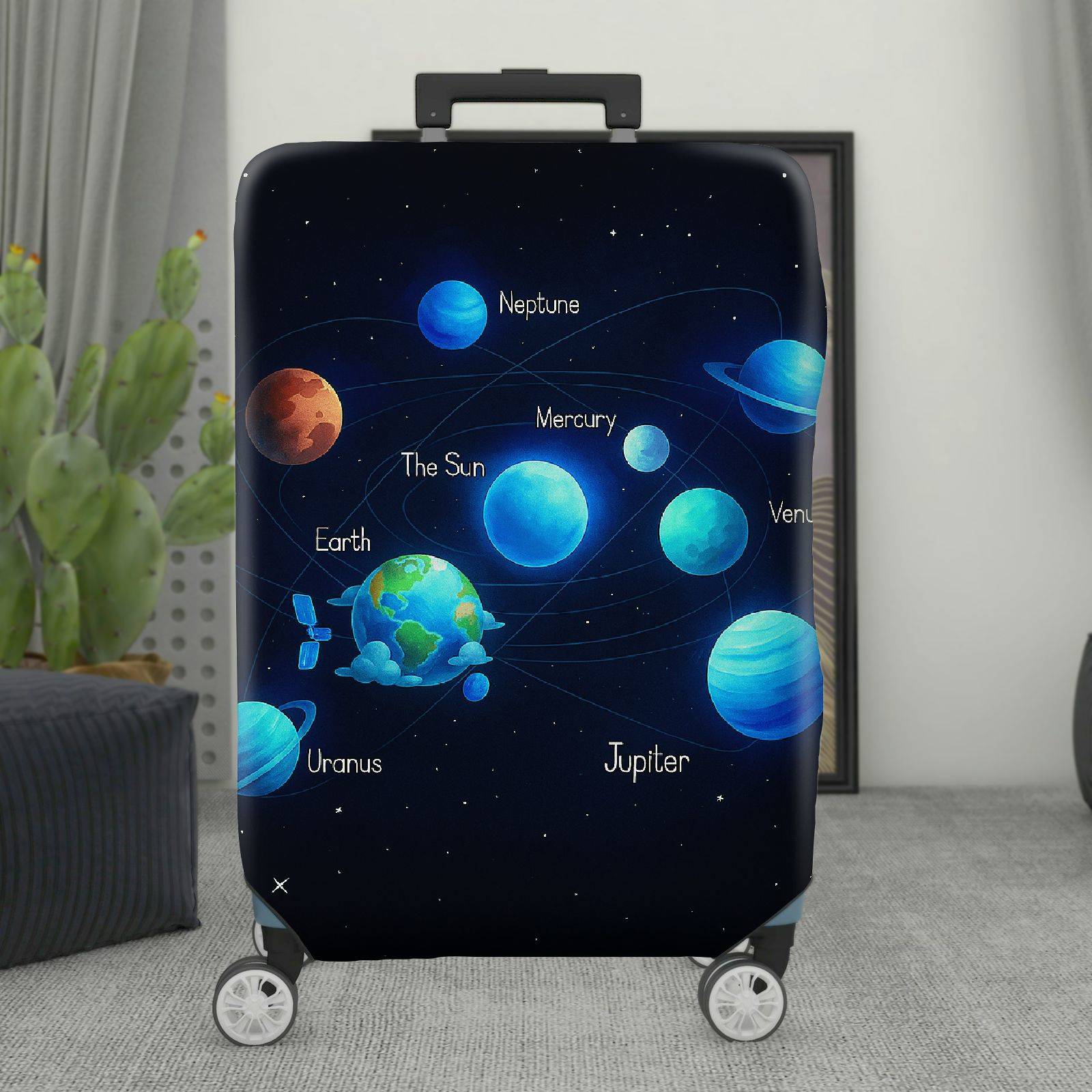 1-Piece Solar System Universe Planet Galaxy Astronomical Space  Suitcase Luggage Cover, Stretch Protective Sleeve