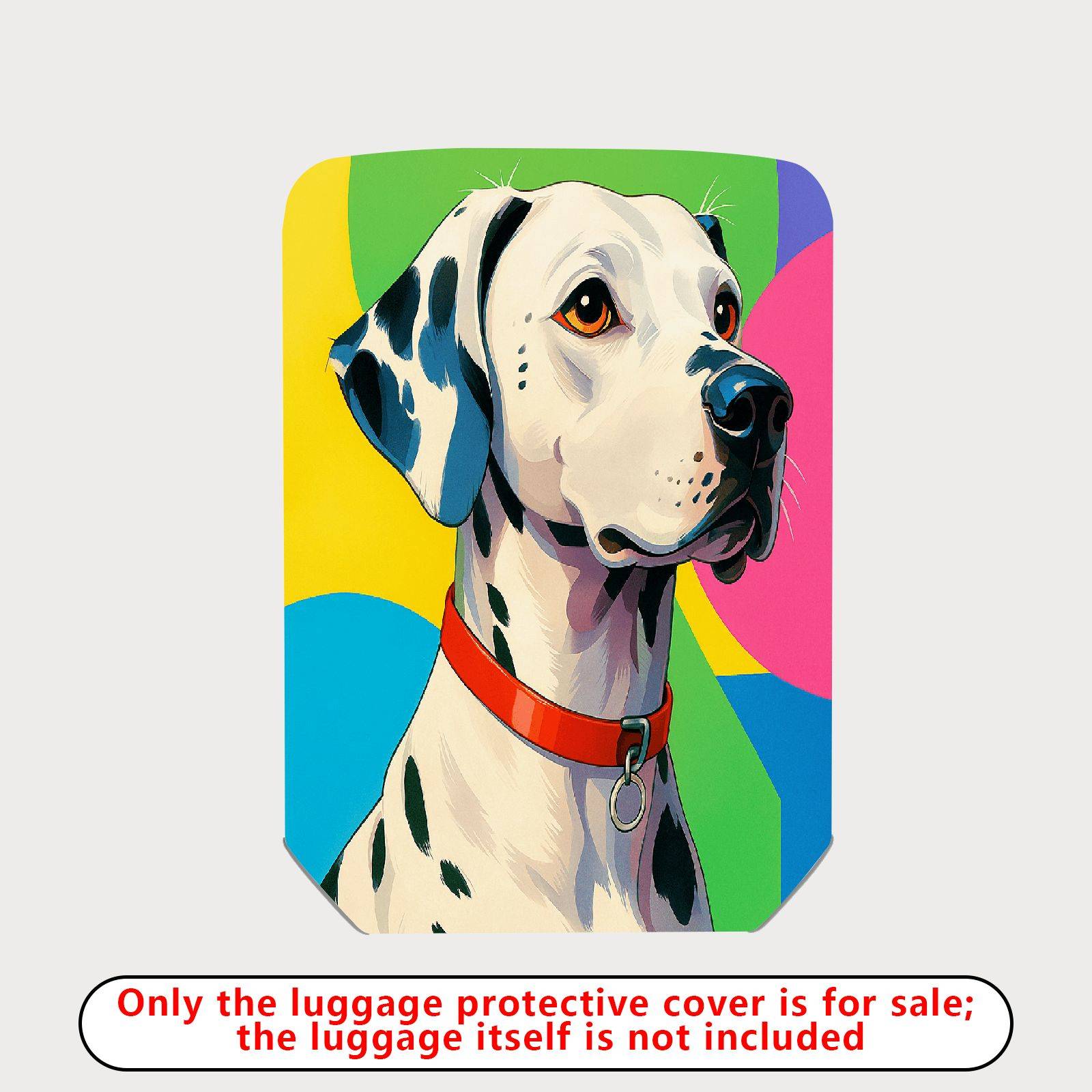 1-Piece Dalmatian Colorful Artistic Fun Vibrant Dog  Suitcase Luggage Cover, Stretch Protective Sleeve