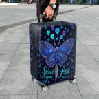 1-Piece Butterfly Heart Starry Blue Love Cosmic  Suitcase Luggage Cover, Stretch Protective Sleeve