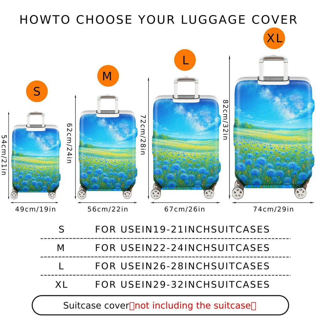 1-Piece Starry Sky Field Meadow Nature Landscape Cosmic  Suitcase Luggage Cover, Stretch Protective Sleeve