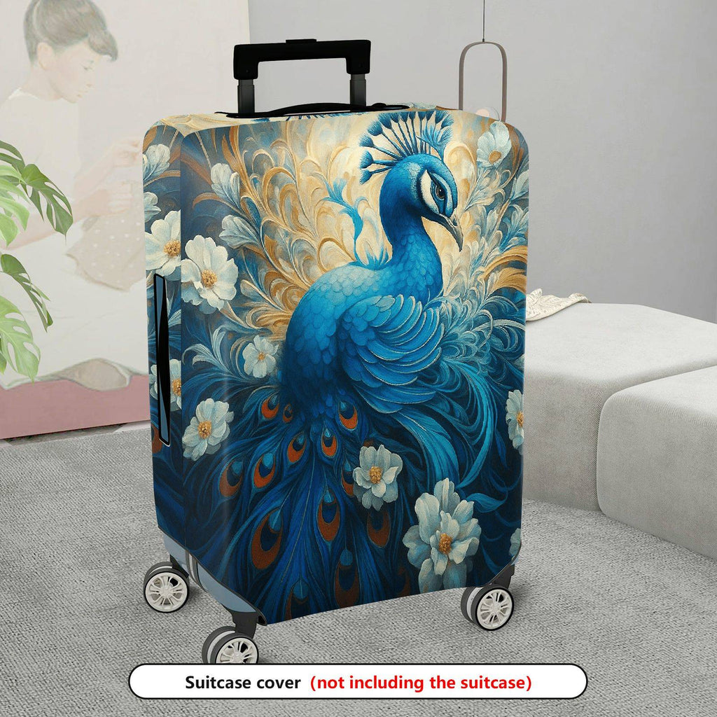1-Piece Artistic Peacock Floral Abstract Animal Nature  Suitcase Luggage Cover, Stretch Protective Sleeve