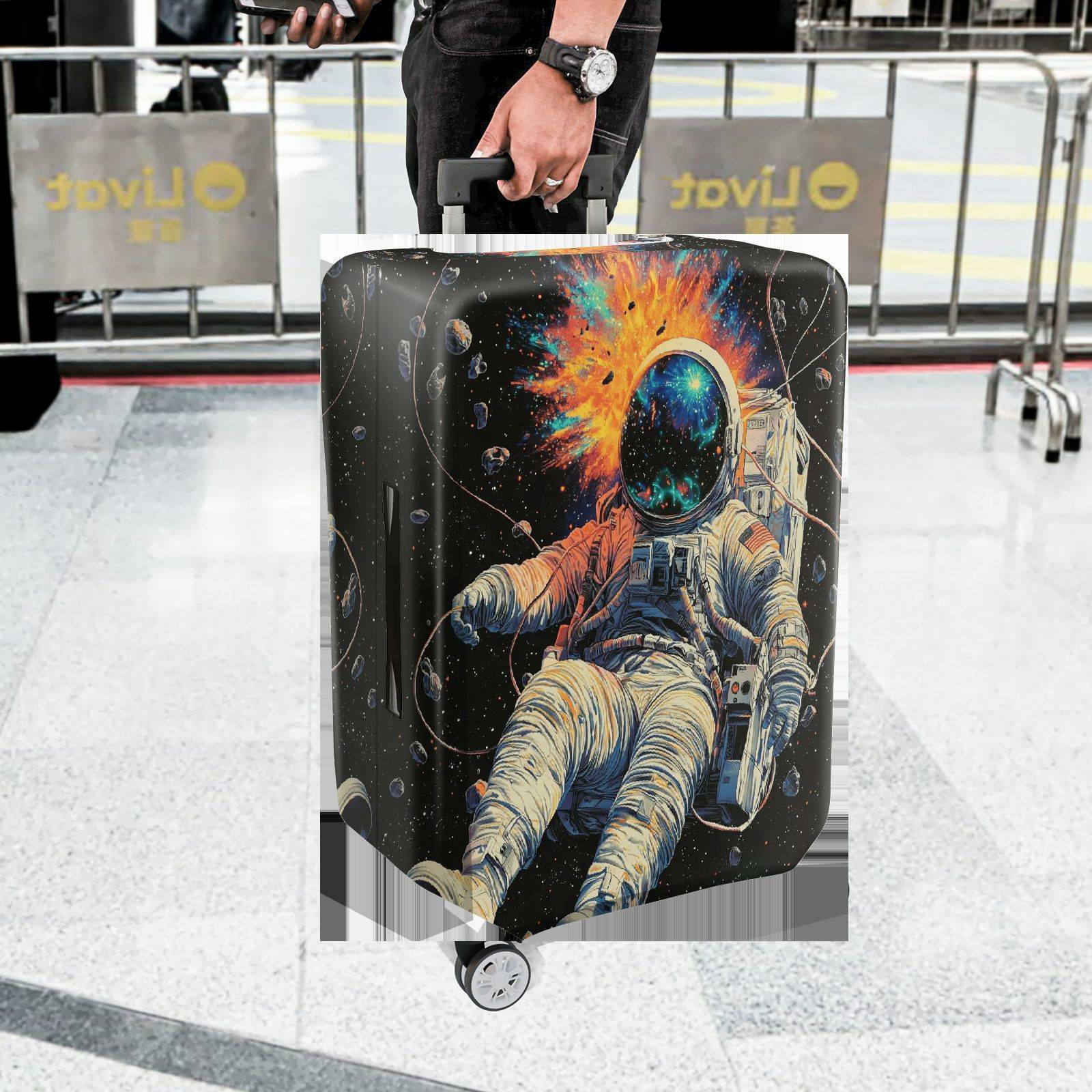 1-Piece Cosmic Astronaut Explosion Galaxy Universe Outer Space  Suitcase Luggage Cover, Stretch Protective Sleeve
