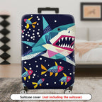 1-Piece Geometric Colorful Shark Ocean Fish Underwater  Suitcase Luggage Cover, Stretch Protective Sleeve