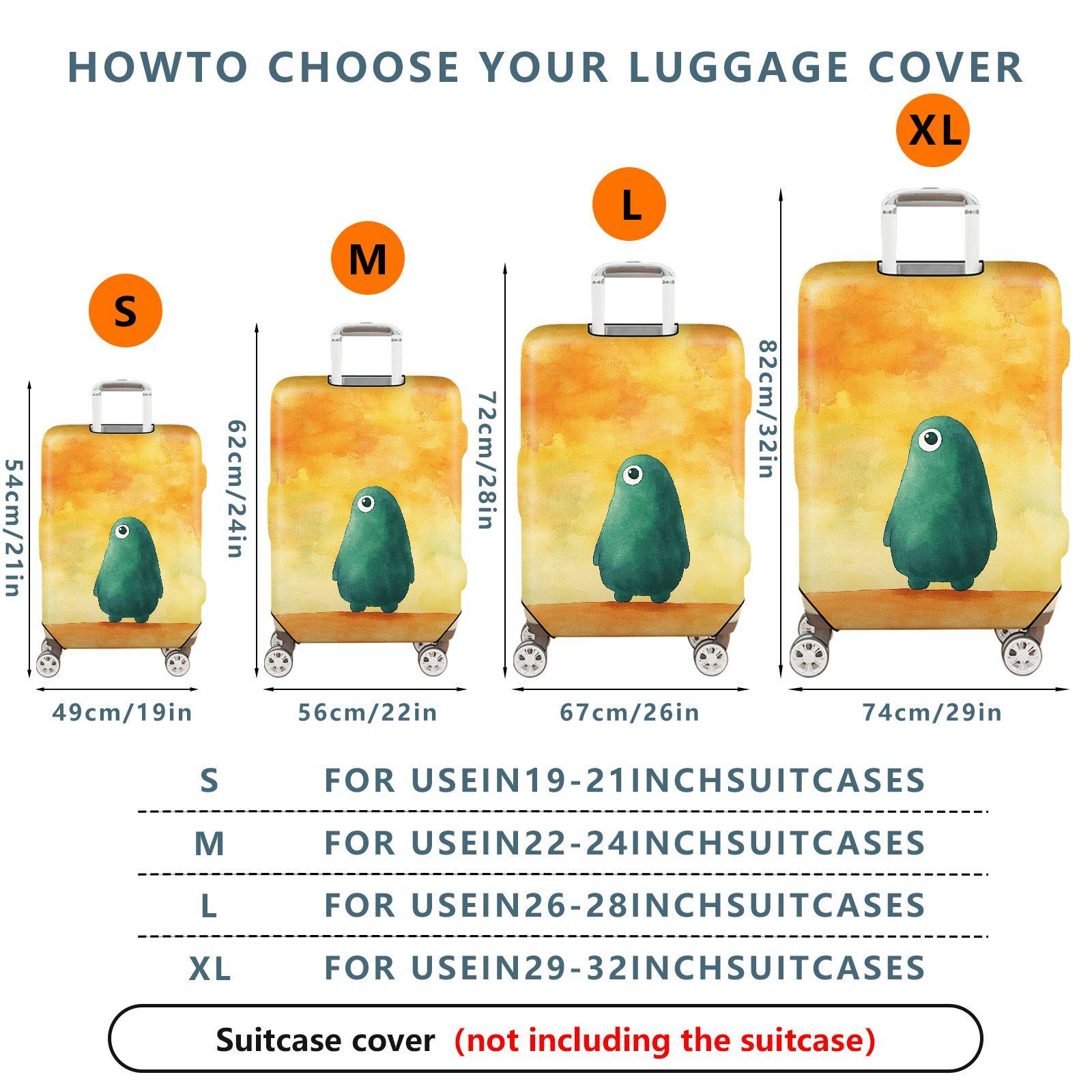 1-Piece Abstract  Green  Yellow Background Artistic Quirky  Suitcase Luggage Cover, Stretch Protective Sleeve