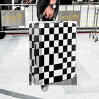 1-Piece Checkered Black White Geometric Modern Stylish  Suitcase Luggage Cover, Stretch Protective Sleeve