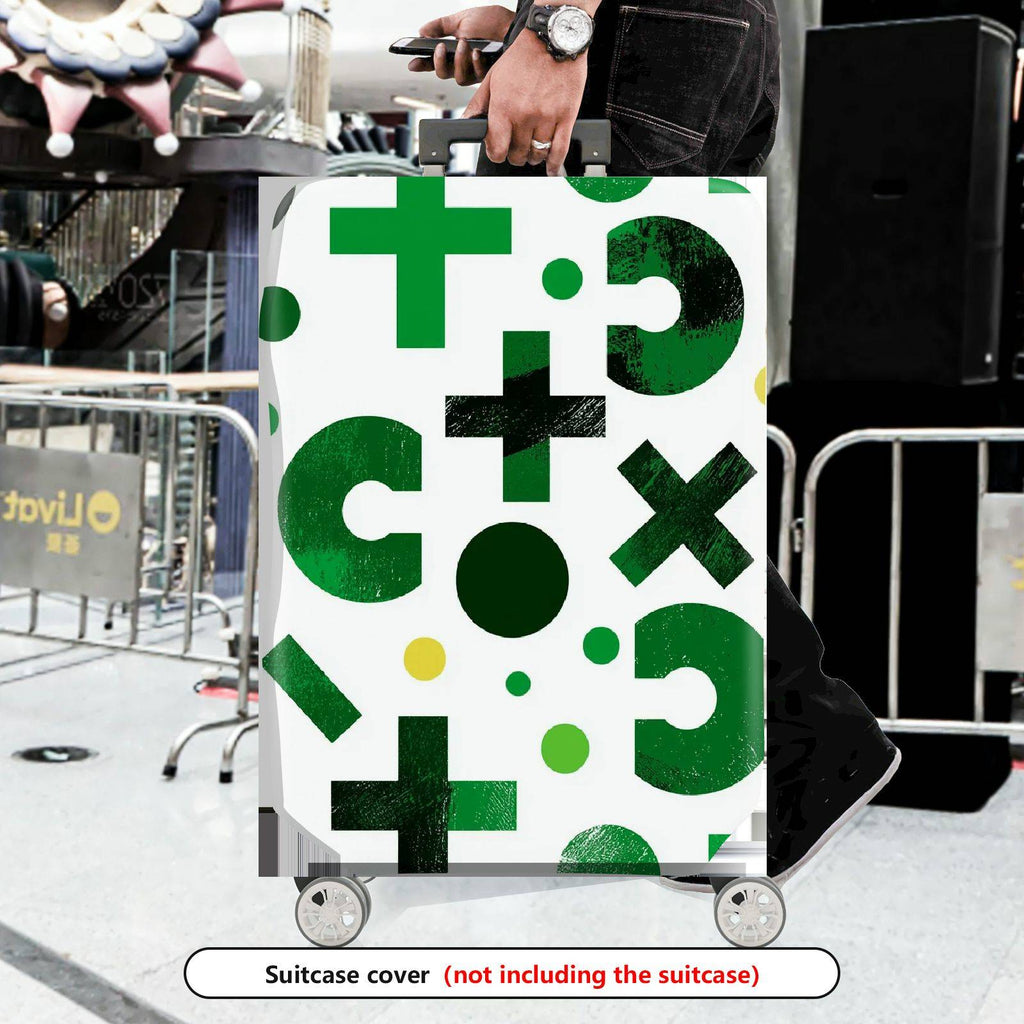 1-Piece Green Geometric Abstract Modern Artistic Trendy  Suitcase Luggage Cover, Stretch Protective Sleeve