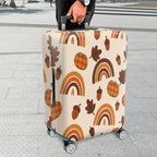 1-Piece Autumn Pumpkin Acorn Rainbow Leaf  Suitcase Luggage Cover, Stretch Protective Sleeve