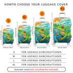 1-Piece Colorful Frog Nature Artistic Water Vibrant  Suitcase Luggage Cover, Stretch Protective Sleeve