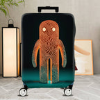 1-Piece Abstract Orange Line Art Figure Travel Business Graphic Mystical  Suitcase Luggage Cover, Stretch Protective Sleeve