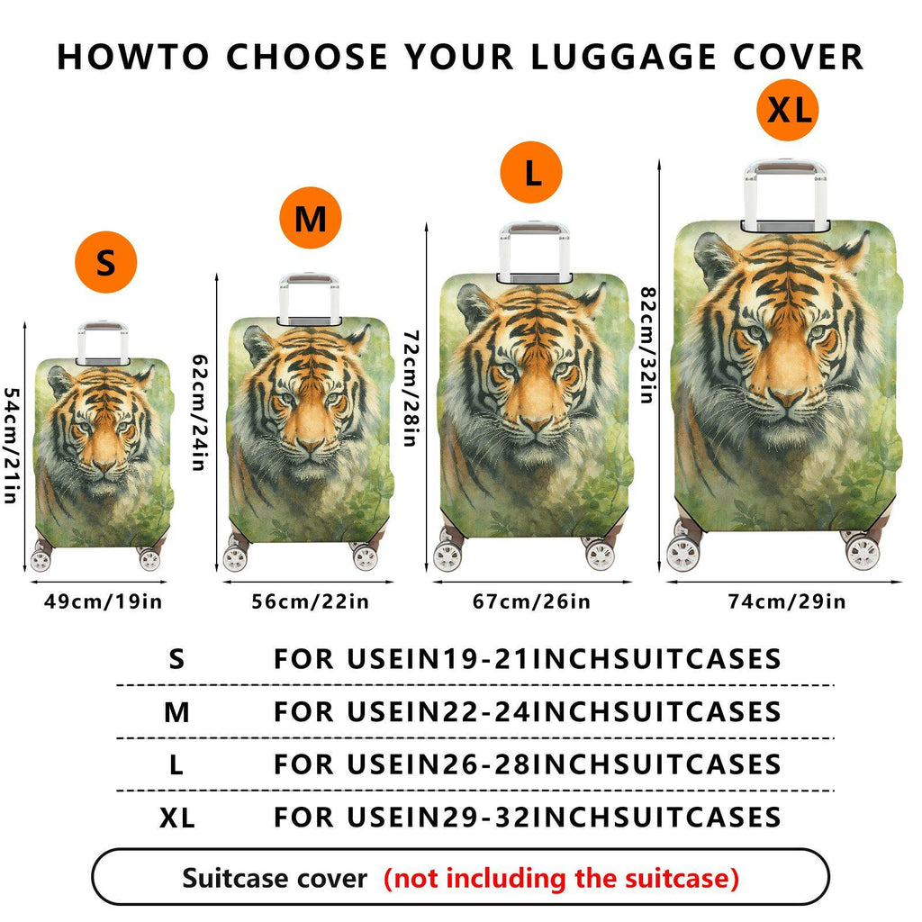 1-Piece Animal Jungle Wildlife Nature Art Tiger  Suitcase Luggage Cover, Stretch Protective Sleeve