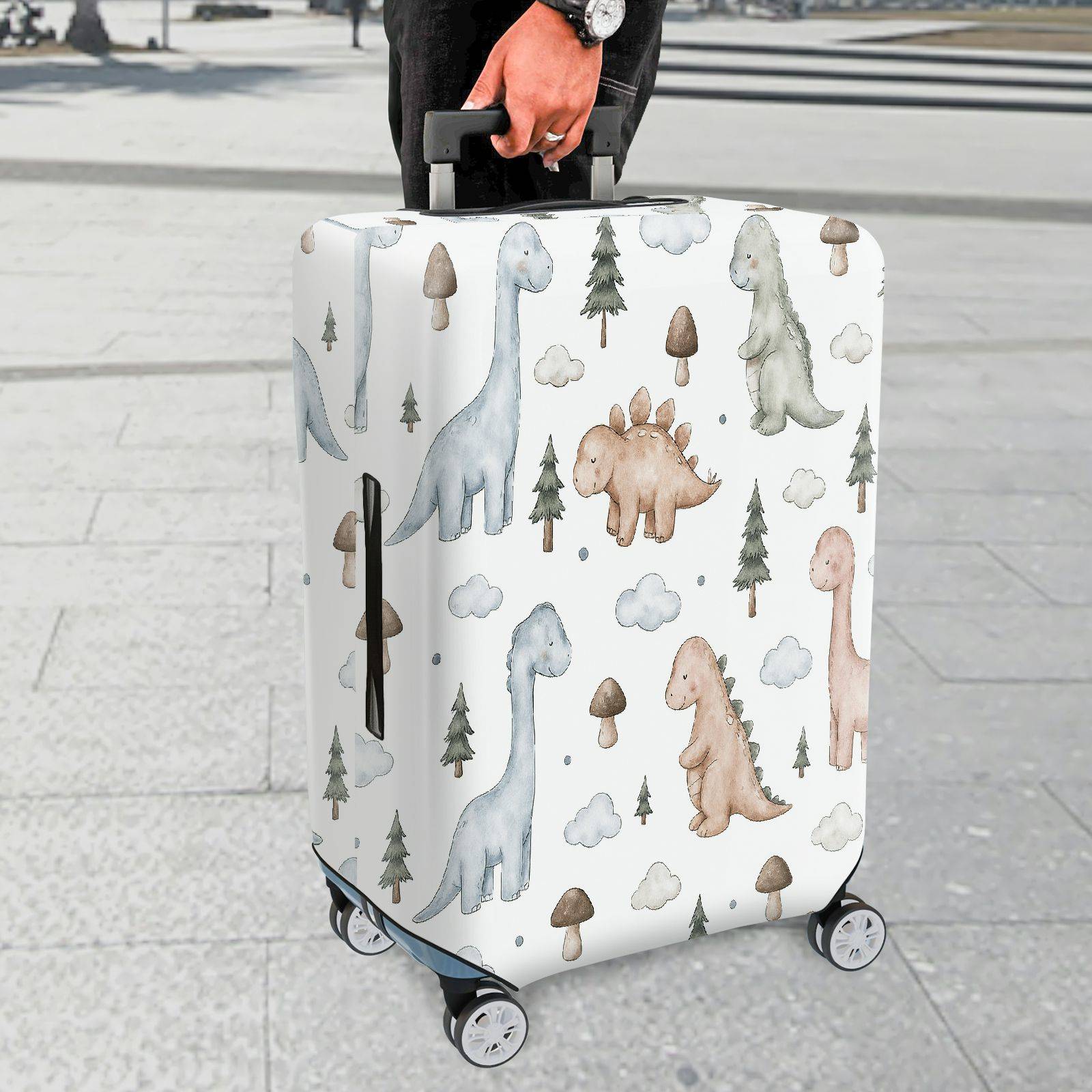 1-Piece Cute Dinosaur Tree Cloud Mushroom  Suitcase Luggage Cover, Stretch Protective Sleeve