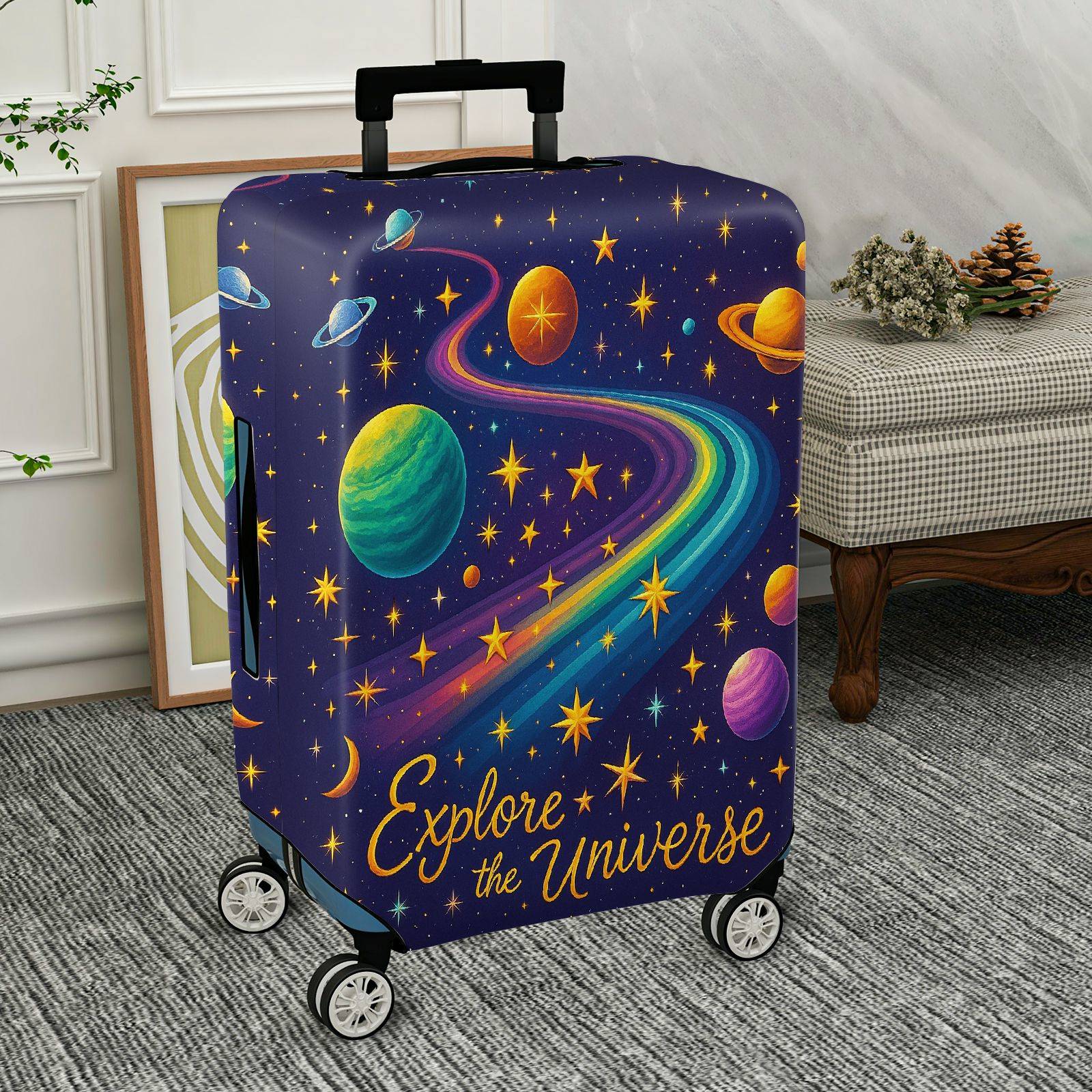 1-Piece Planet Star Galaxy Universe Cosmic Astronomy  Suitcase Luggage Cover, Stretch Protective Sleeve