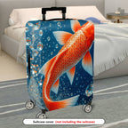 1-Piece Fish Water Bubbles Blue Orange Creative Artistic  Suitcase Luggage Cover, Stretch Protective Sleeve