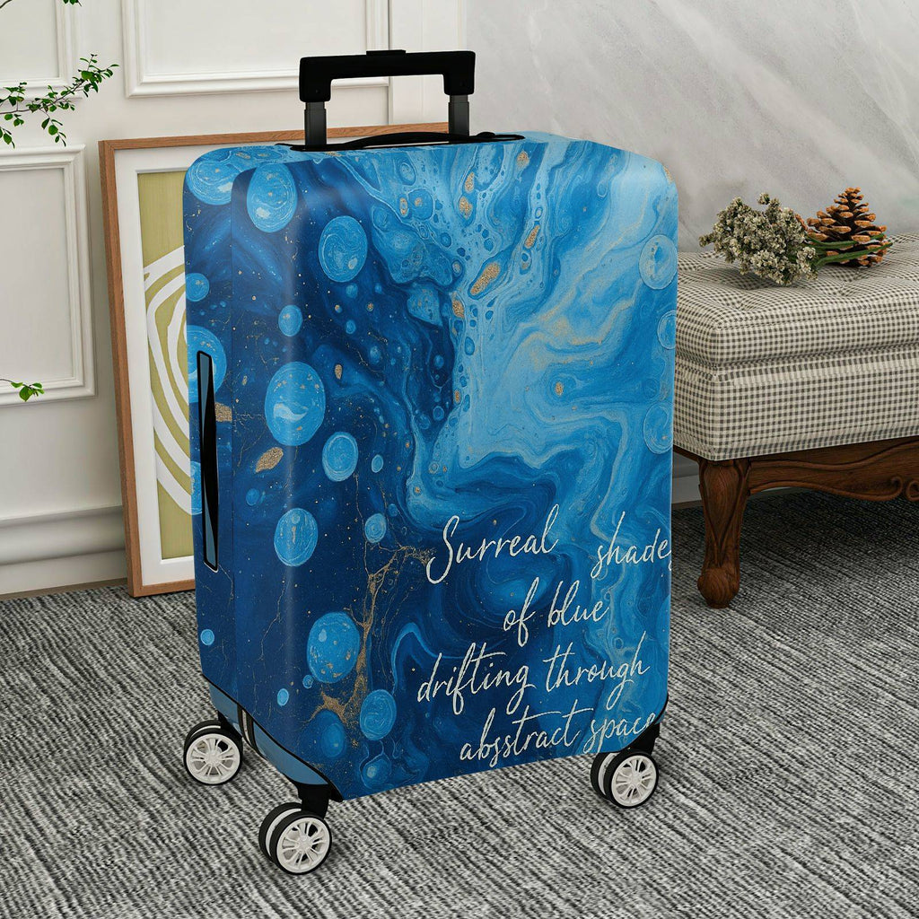1-Piece Abstract Blue Artistic Bubble Surreal Dreamy  Suitcase Luggage Cover, Stretch Protective Sleeve