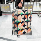 1-Piece Retro Colorful Leaf Geometric Abstract Vibrant  Suitcase Luggage Cover, Stretch Protective Sleeve