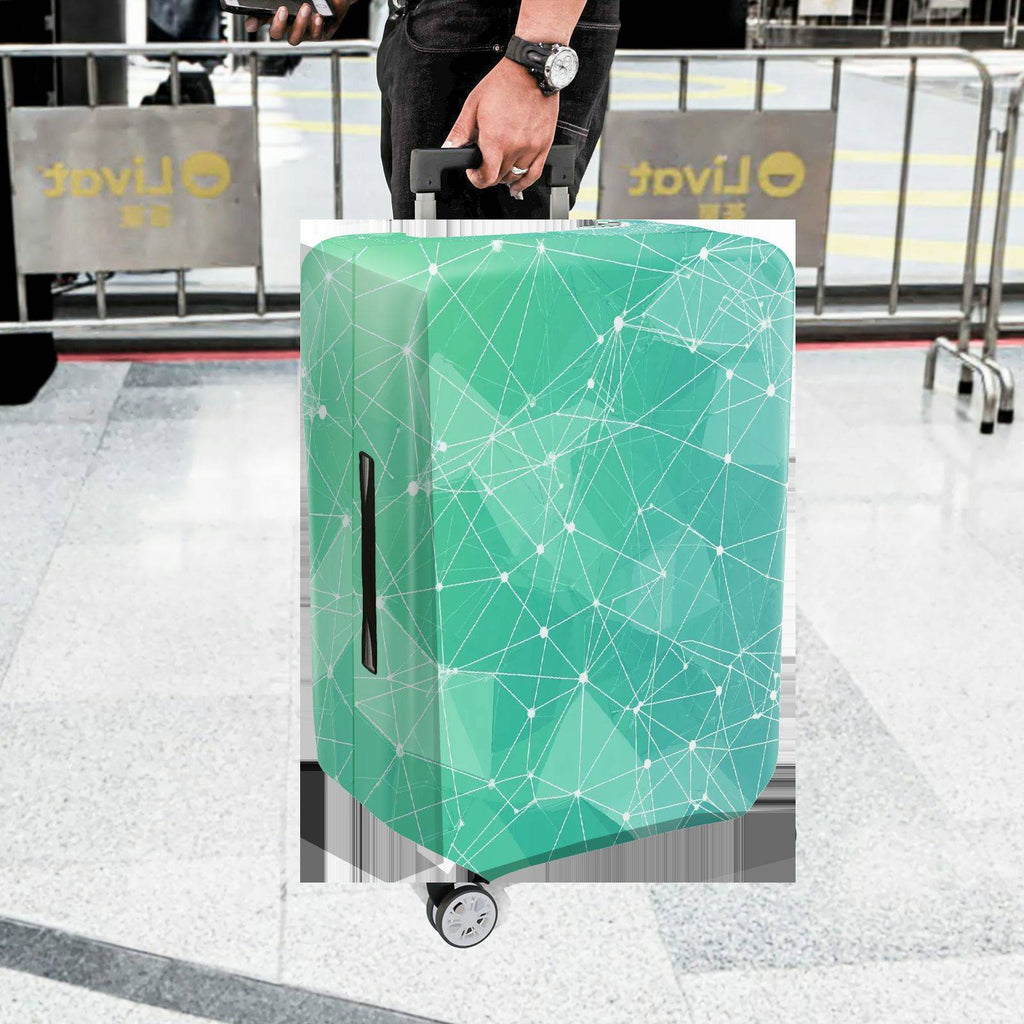 1-Piece Geometric Teal Lattice Abstract Modern Stylish  Suitcase Luggage Cover, Stretch Protective Sleeve