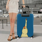1-Piece Animal Duck Blue  Whimsical Cute  Suitcase Luggage Cover, Stretch Protective Sleeve