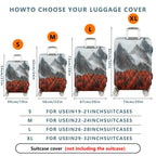 1-Piece Mountain Forest Geometric Red Orange Black  Suitcase Luggage Cover, Stretch Protective Sleeve