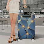 1-Piece Geometric Blue Gold Abstract Modern Stylish Artistic  Suitcase Luggage Cover, Stretch Protective Sleeve